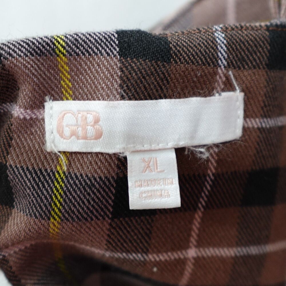 GB Plaid Dress JR. Junior XL Sleeveless Short Brown Plaid Preppy Dark Academia - Picture 3 of 16